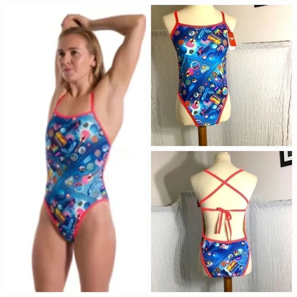 Speedo NWT Retro Pop One Piece Swimsuit Size AUS 14
